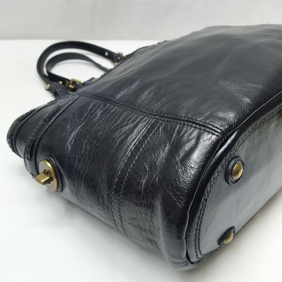 Coach Gallery Black Patent Leather Turn Lock Pocket Doubler Handle Tote Bag - Picture 14 of 16